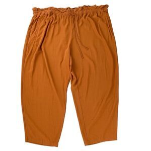 EILEEN FISHER 3X Paperbag Waist Drawstring Pants Rust Orange Pull-On Wide Leg